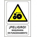 Señal adhesiva de 110x70mm - Maquinaria en funcionamiento (50 unidades)